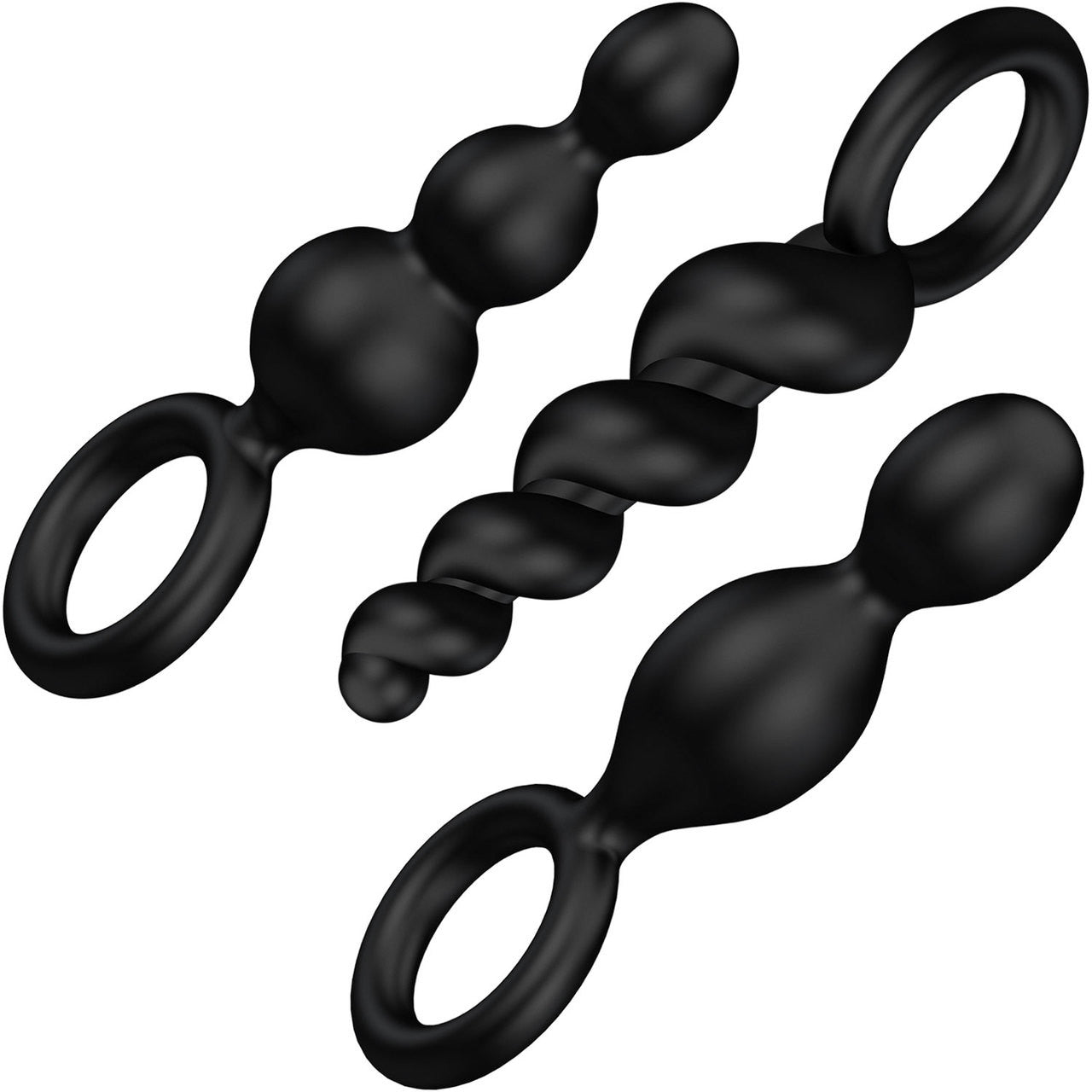 Satisfyer Booty Call Silicone Anal Plugs - Set Of 3 - Black