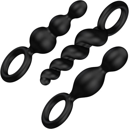 Satisfyer Booty Call Silicone Anal Plugs - Set Of 3 - Black