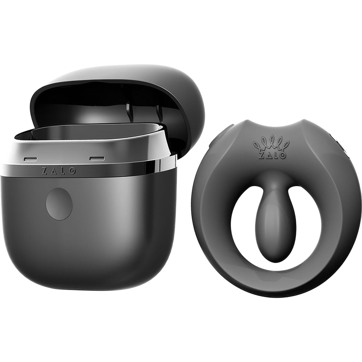 ZALO APIS Rechargeable Silicone App Compatible Vibrating Couple's Ring - Obsidian Black