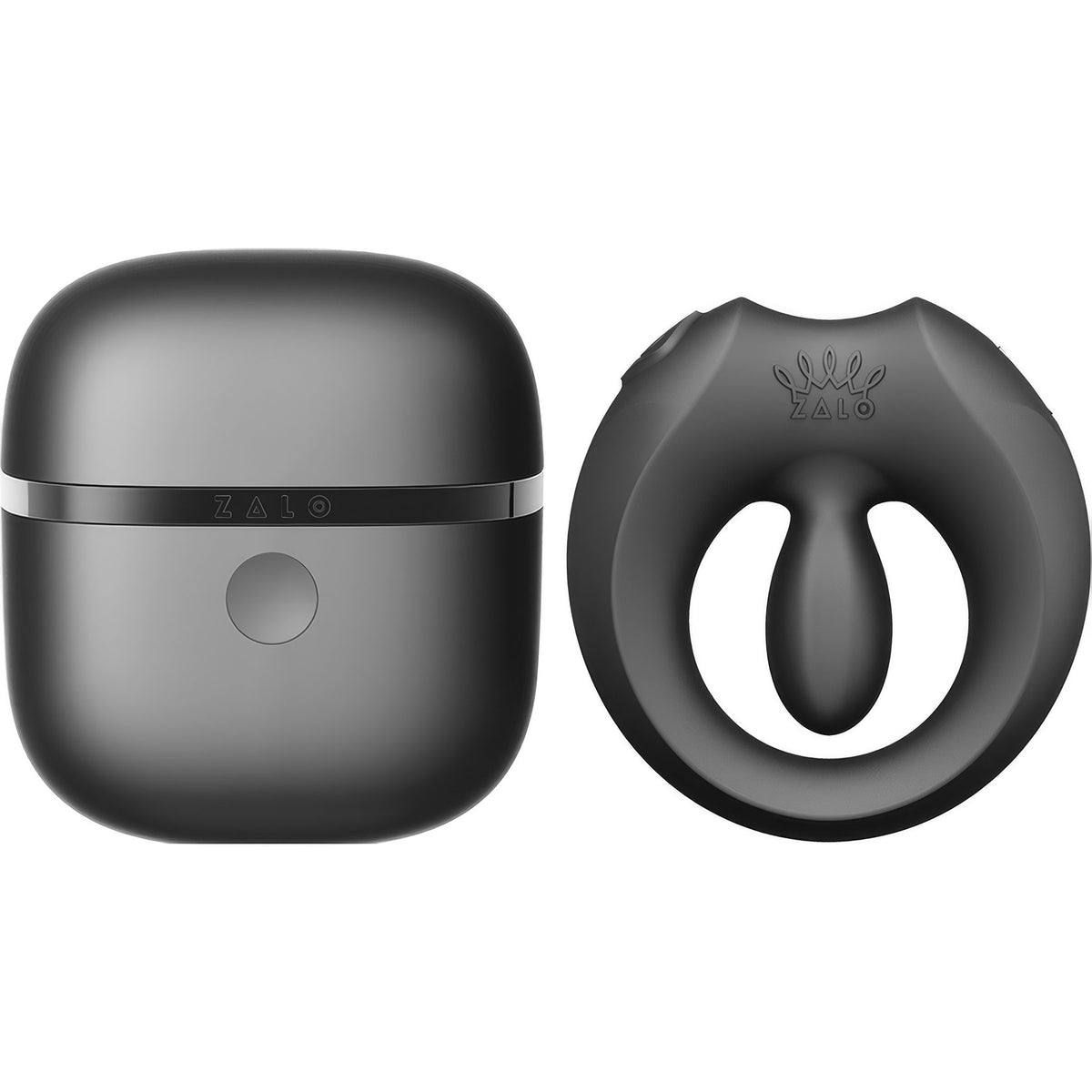 ZALO APIS Rechargeable Silicone App Compatible Vibrating Couple's Ring - Obsidian Black