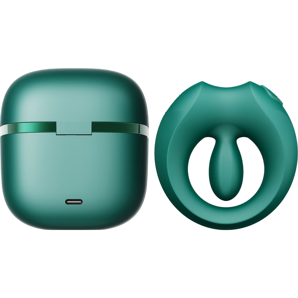 ZALO APIS Rechargeable Silicone App Compatible Vibrating Couple's Ring - Turquoise Green