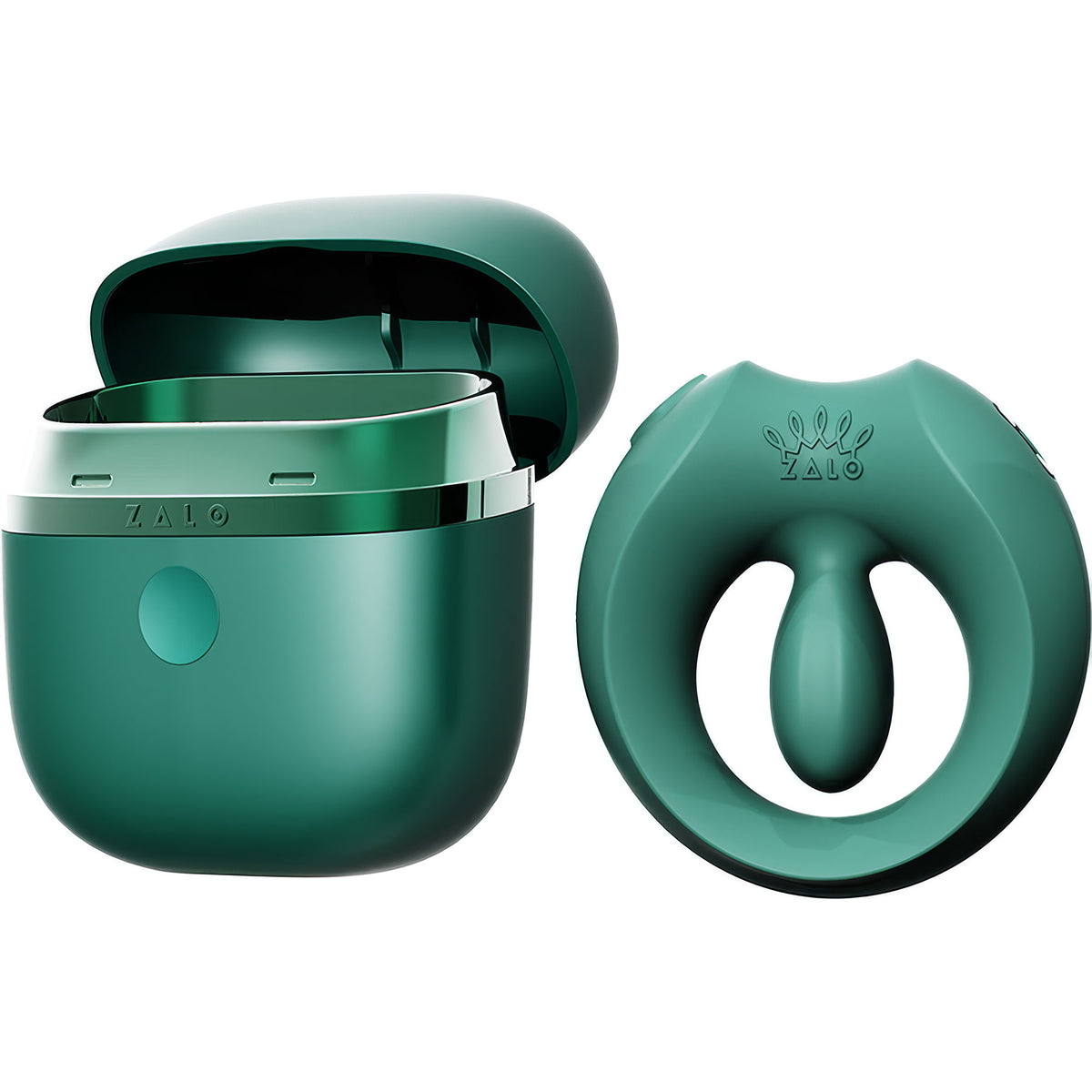 ZALO APIS Rechargeable Silicone App Compatible Vibrating Couple's Ring - Turquoise Green