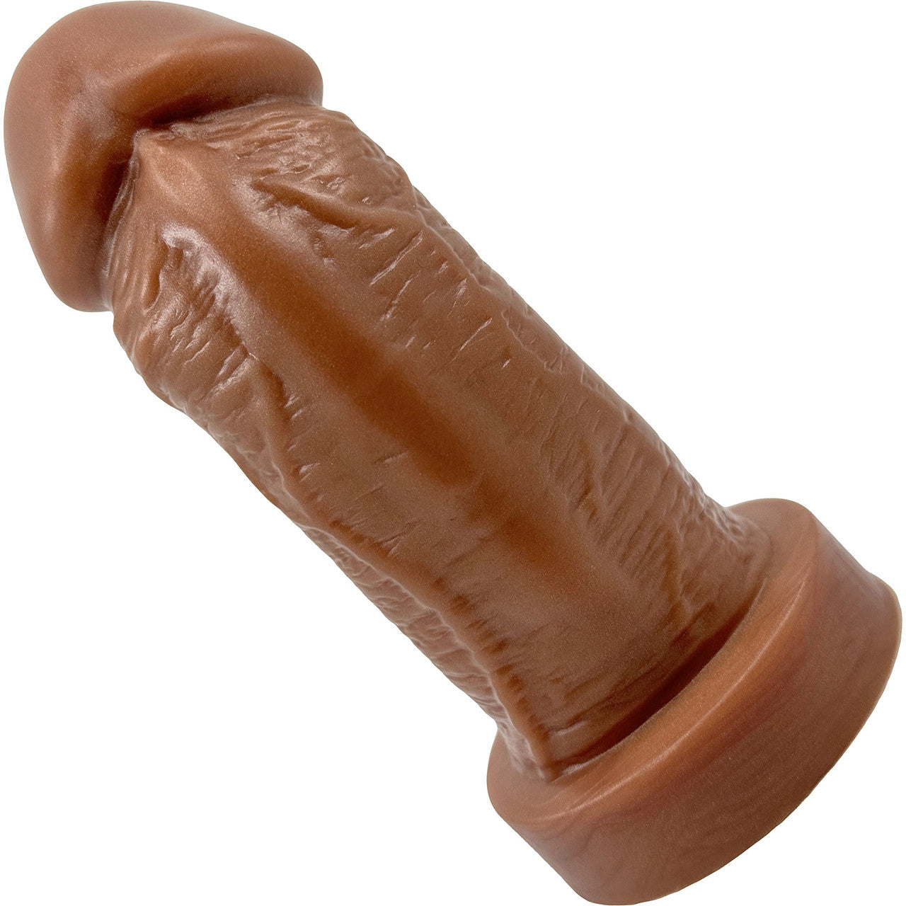 The Basio Short & Thick 5.75" Platinum Silicone Realistic Dildo By Uberrime - Caramel