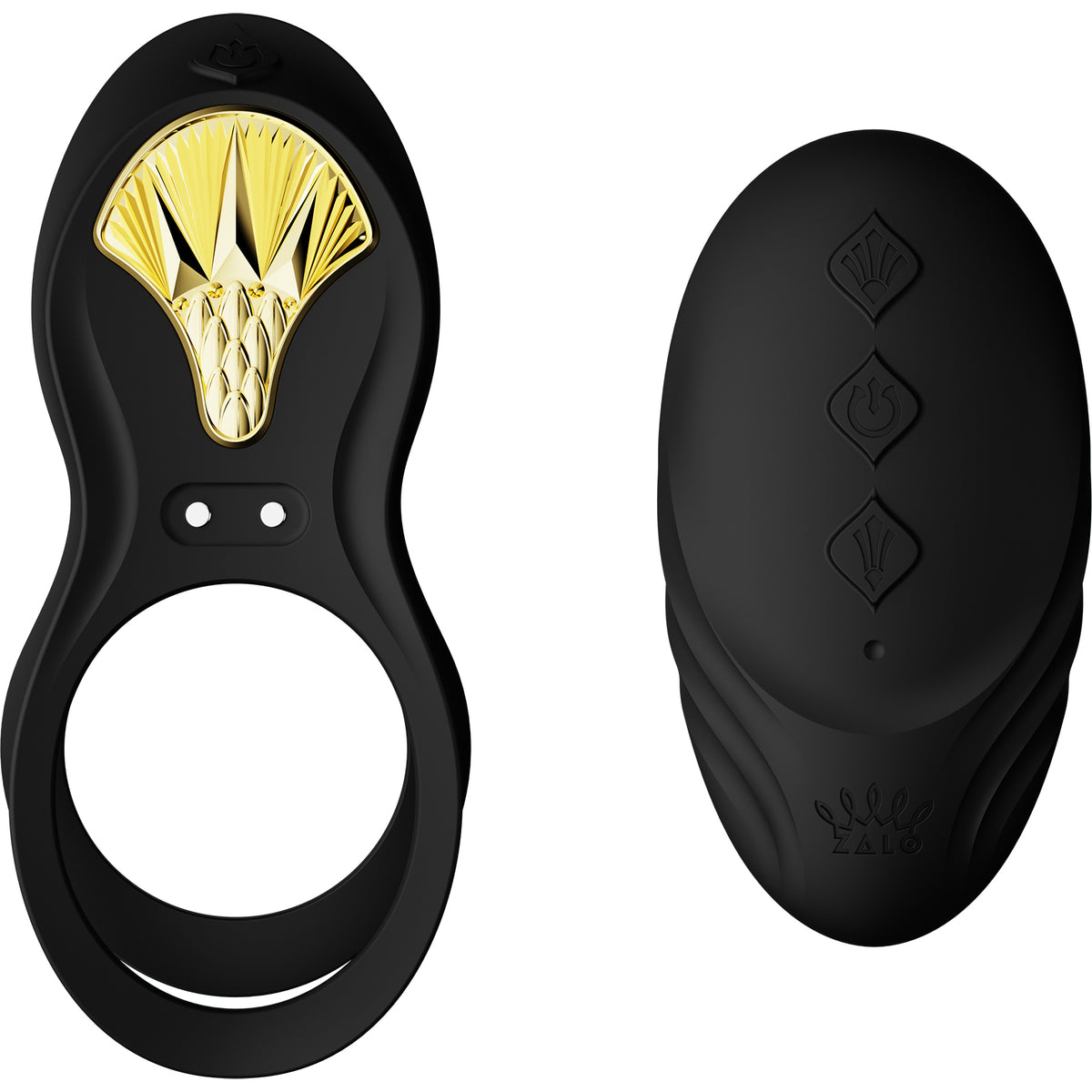 ZALO BAYEK Rechargeable Silicone App Compatible Vibrating Couple's Ring - Obsidian Black
