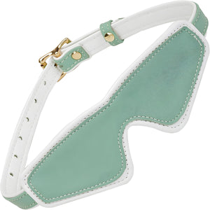 Fairy White & Green Leather Blindfold With Gold Buckle By Liebe Seele