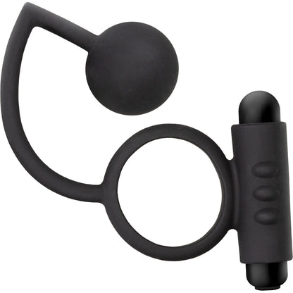 Anal Adventures Platinum Silicone Anal Ball With Vibrating Cock Ring By Blush - Black