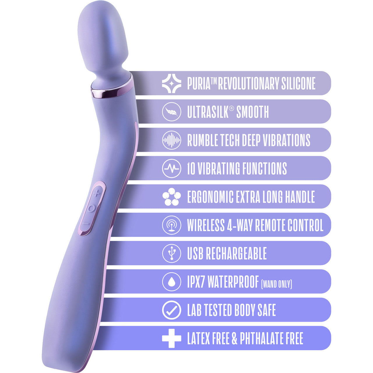 Wellness Eternal Wand Rechargeable Waterproof Silicone Vibrating Body Massager With Remote By Blush