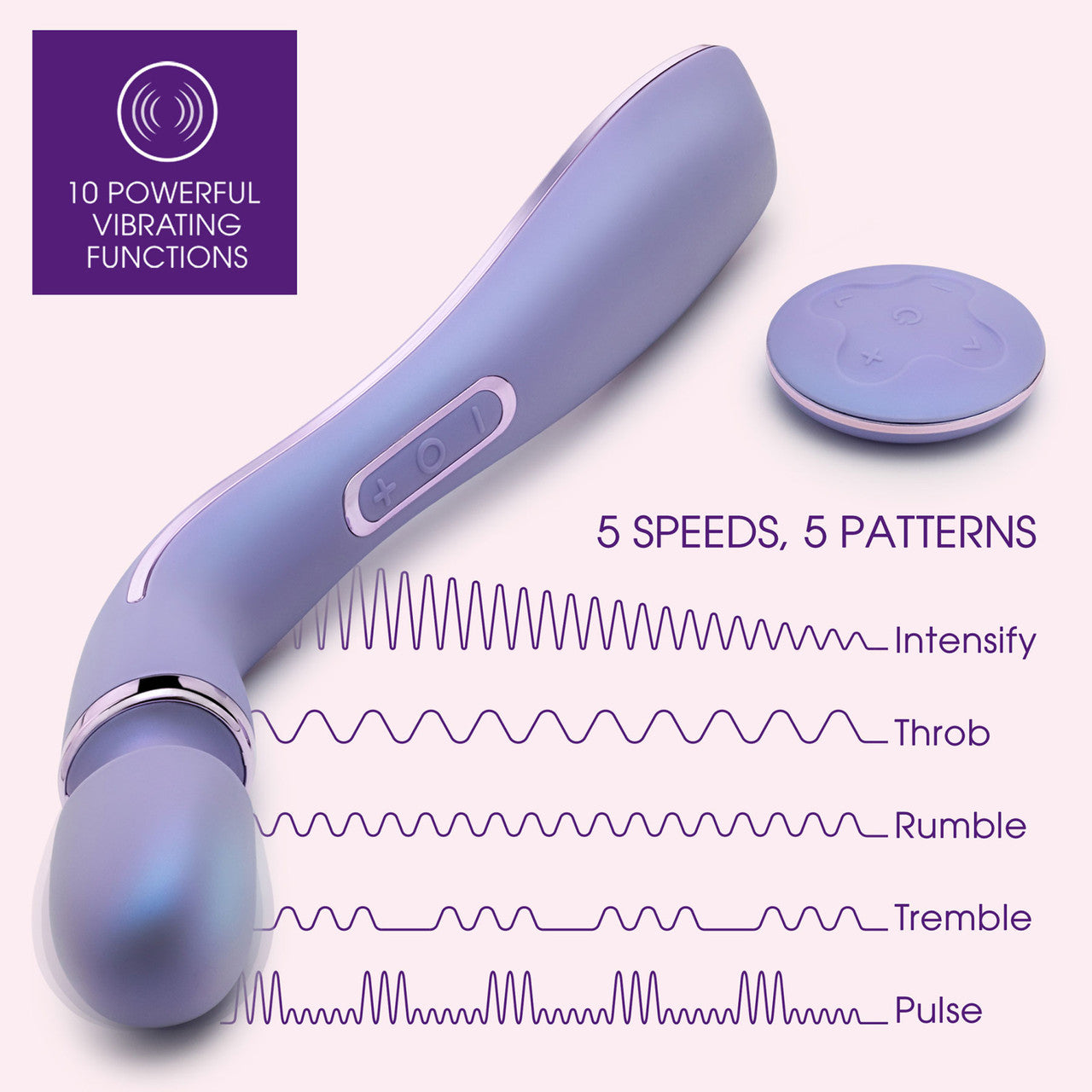 Wellness Eternal Wand Rechargeable Waterproof Silicone Vibrating Body Massager With Remote By Blush