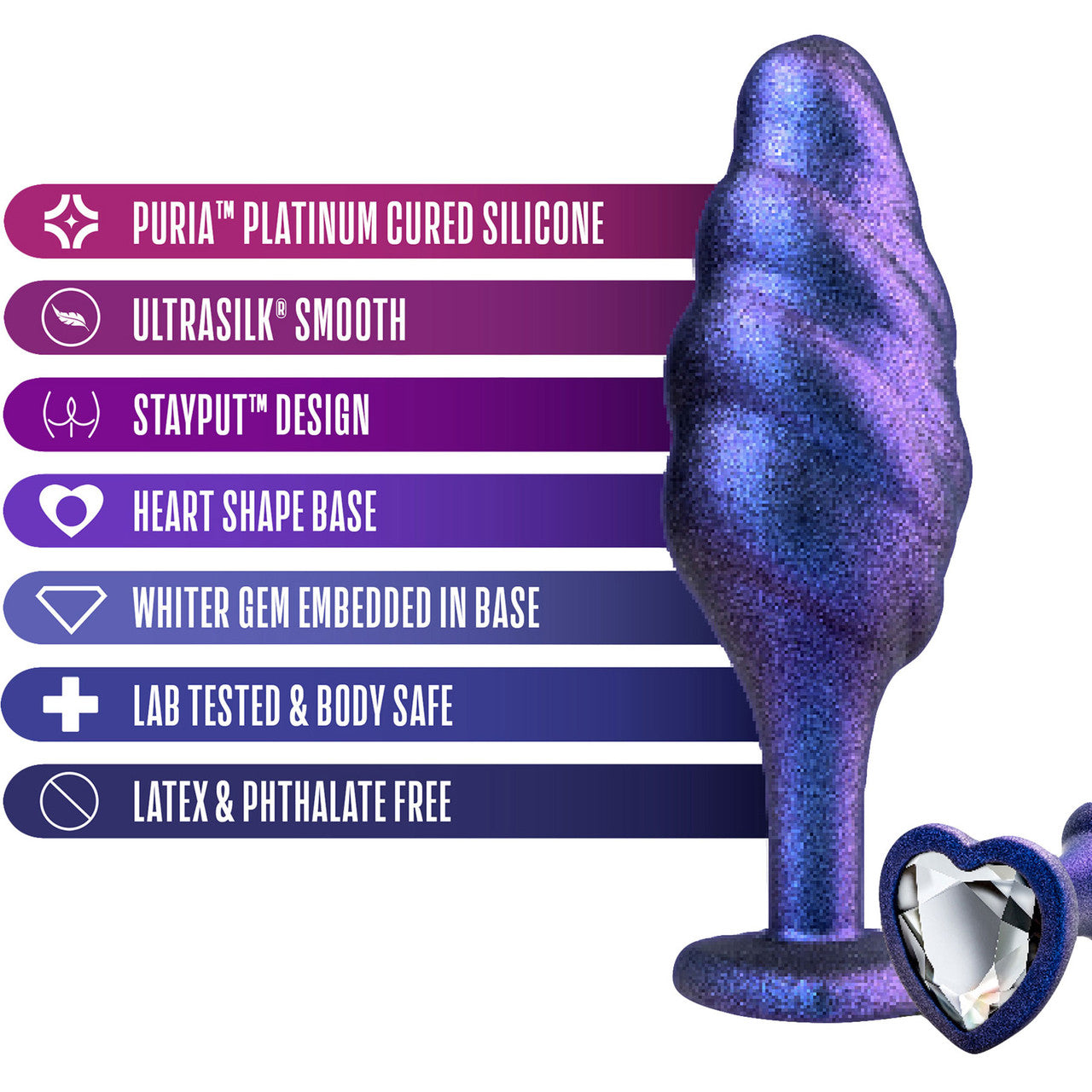 Anal Adventures Matrix Bumped Bling Silicone Butt Plug By Blush - Sapphire