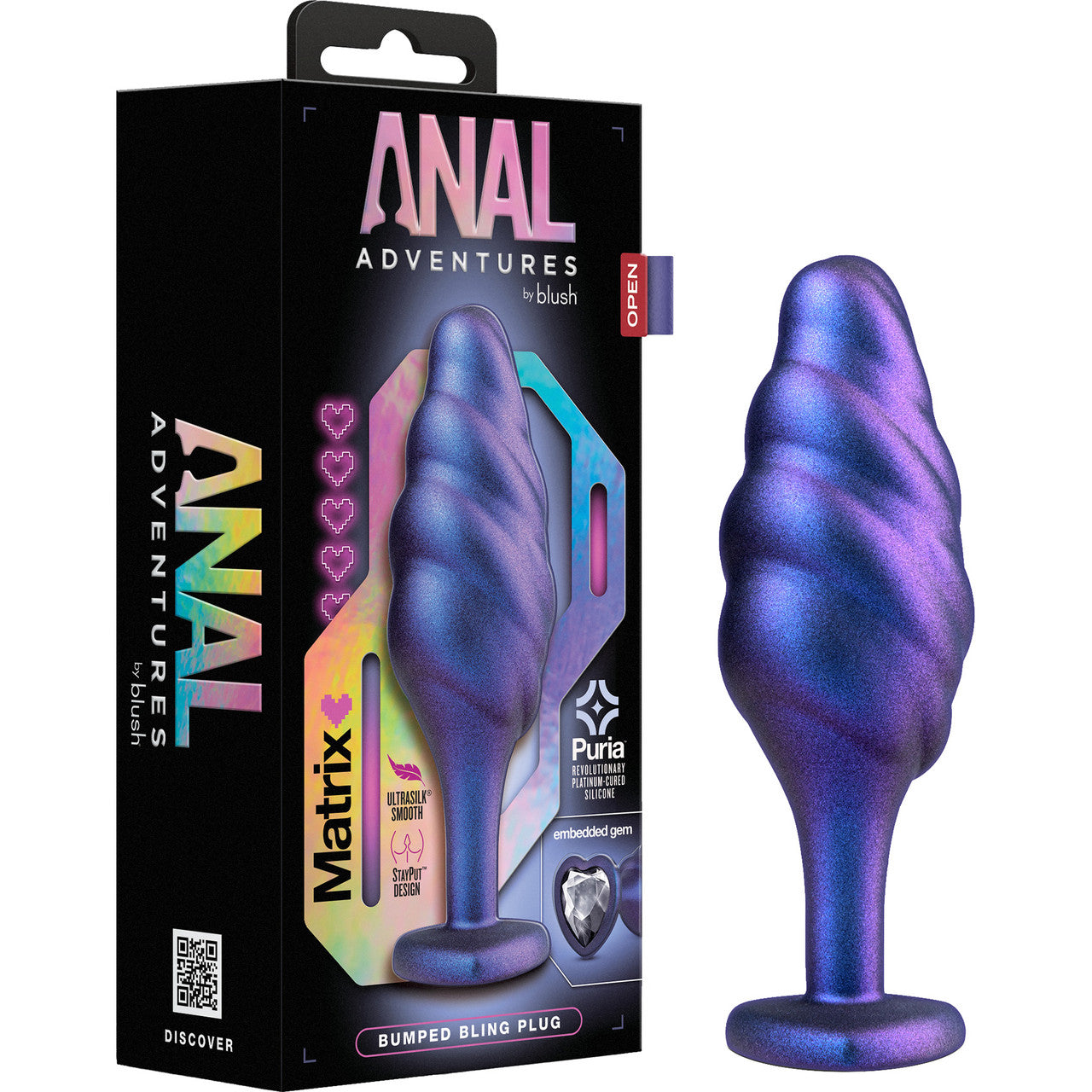 Anal Adventures Matrix Bumped Bling Silicone Butt Plug By Blush - Sapphire