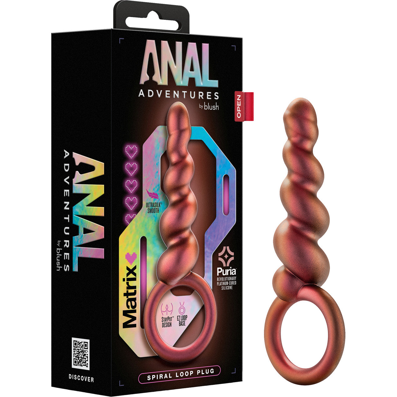 Anal Adventures Matrix Spiral Loop Silicone Butt Plug By Blush - Copper