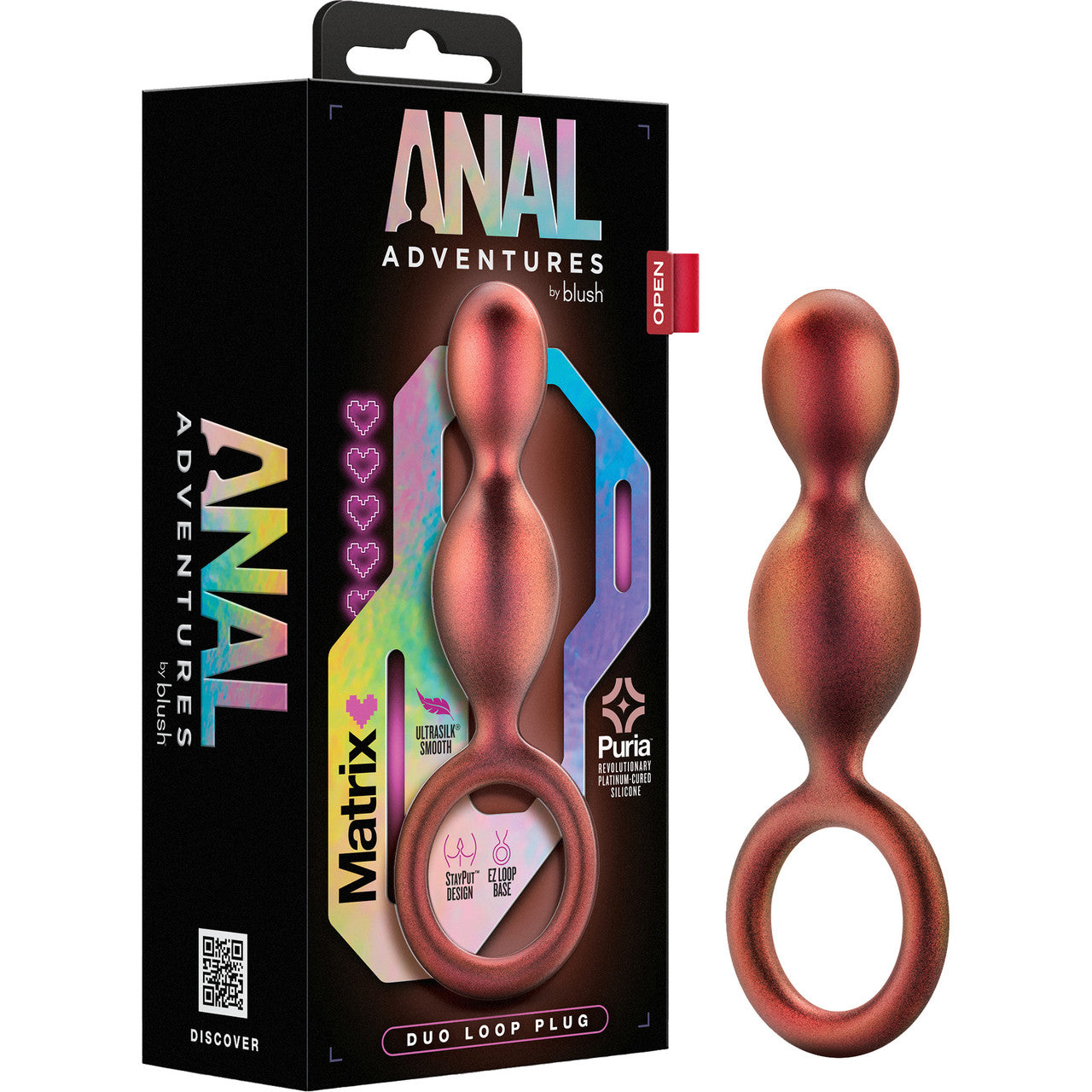 Anal Adventures Matrix Duo Loop Silicone Butt Plug By Blush - Copper