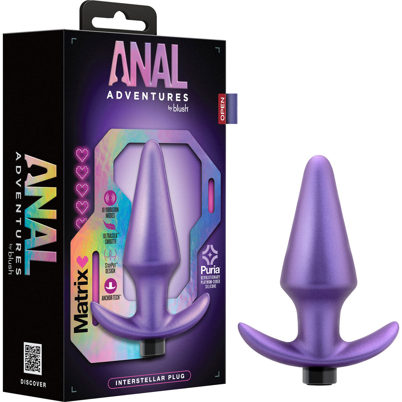 Anal Adventures Matrix Interstellar Silicone Rechargeable Vibrating Butt Plug By Blush - Astro Violet