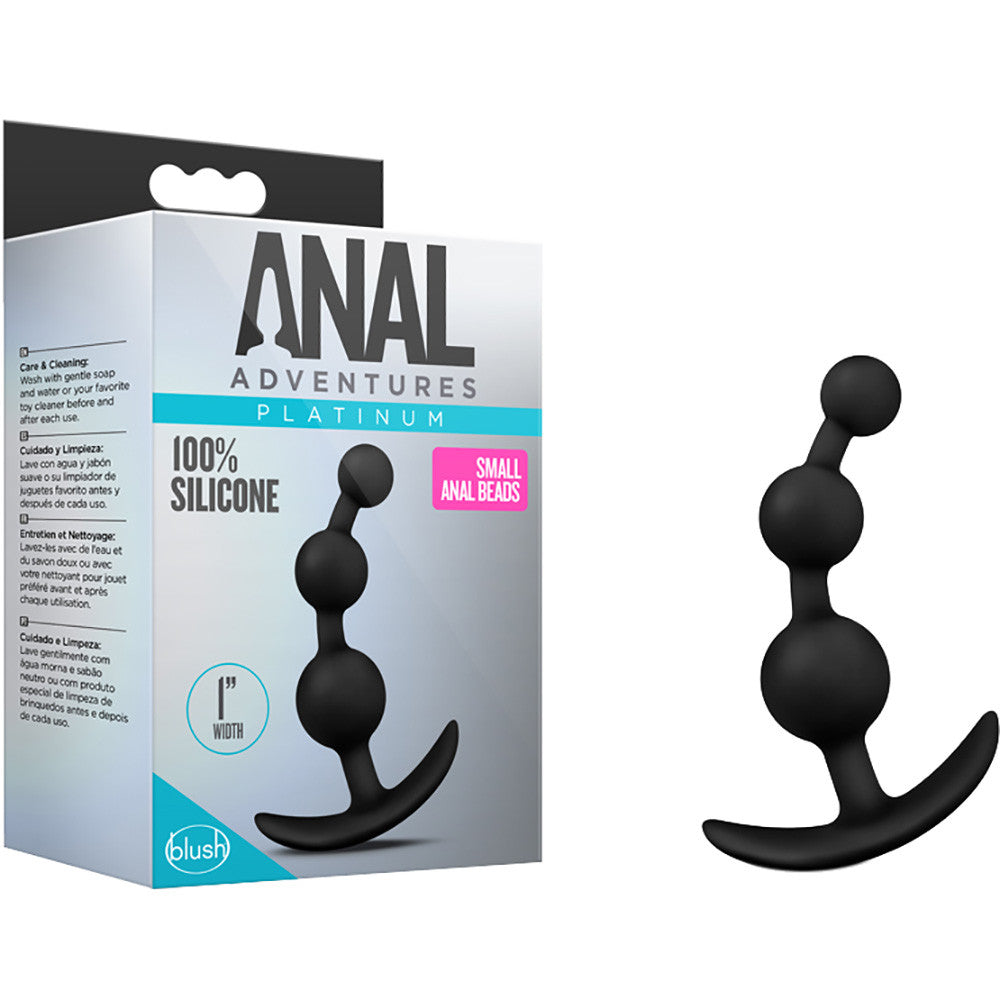 Anal Adventures Platinum Small Silicone Anal Beads By Blush - Black