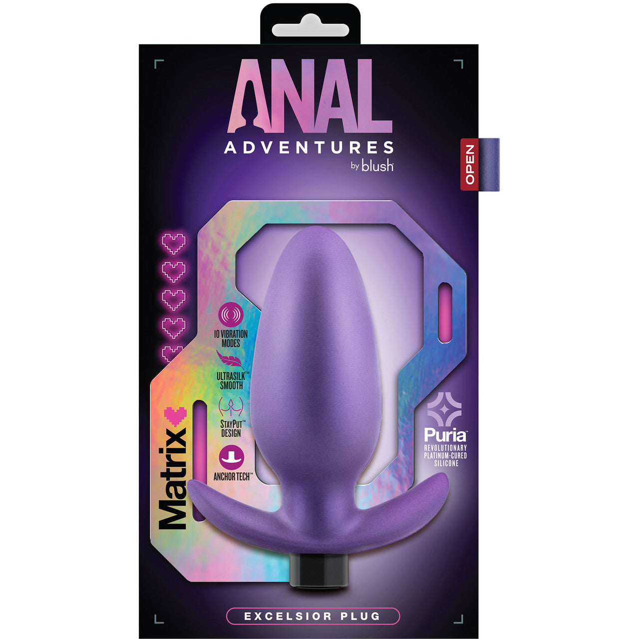 Anal Adventures Matrix Excelsior Silicone Rechargeable Vibrating Butt Plug By Blush - Astro Violet