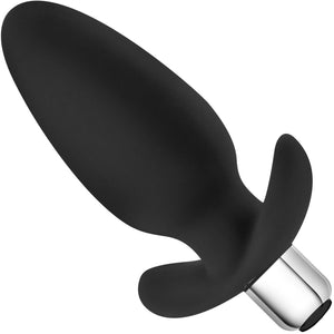 Luxe Little Thumper Silicone Vibrating Butt Plug by Blush Novelties - Black