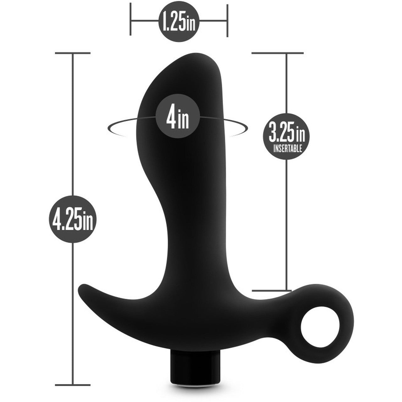 Anal Adventures Platinum Silicone Rechargeable Vibrating Prostate Massager 1 By Blush - Black