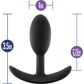 Luxe Wearable Silicone Vibra Slim Butt Plug by Blush - Small, Black