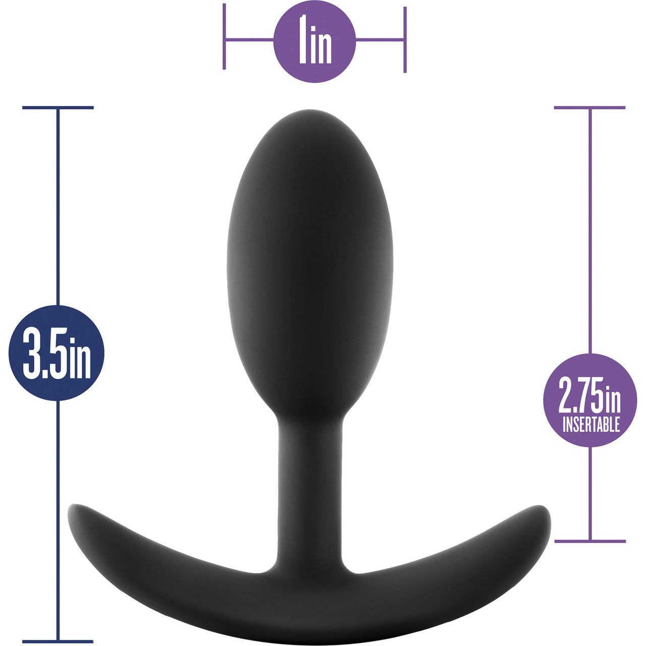 Luxe Wearable Silicone Vibra Slim Butt Plug by Blush - Small, Black