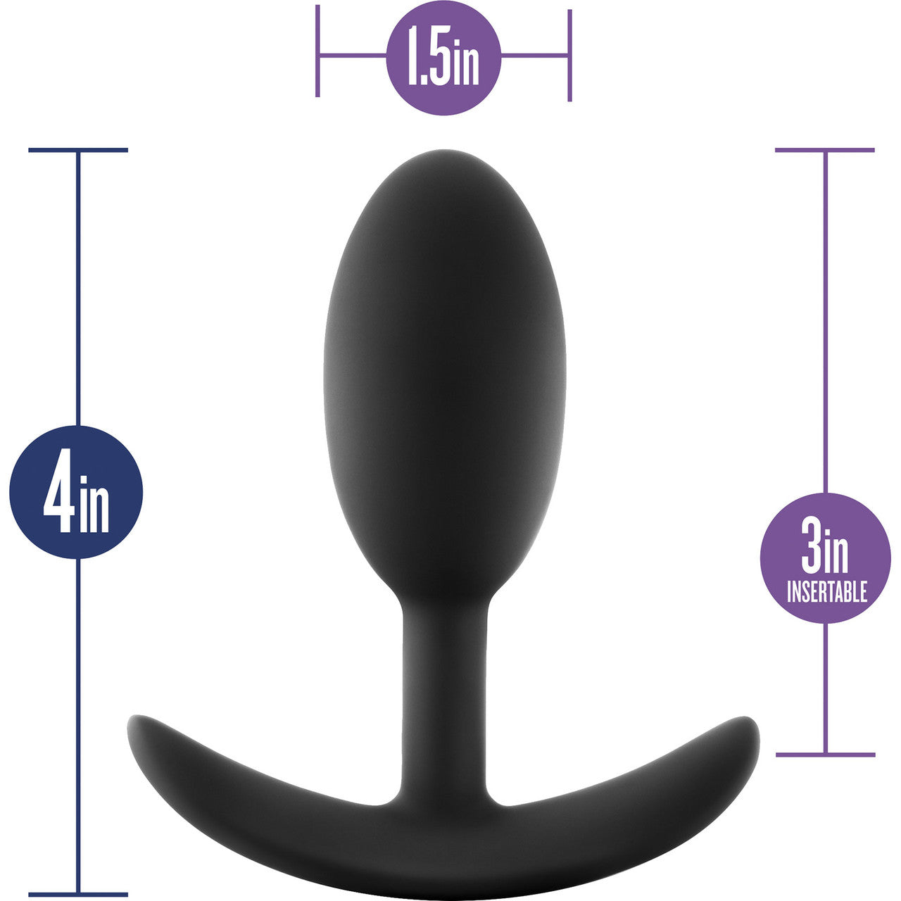 Luxe Wearable Silicone Vibra Slim Butt Plug by Blush - Medium, Black