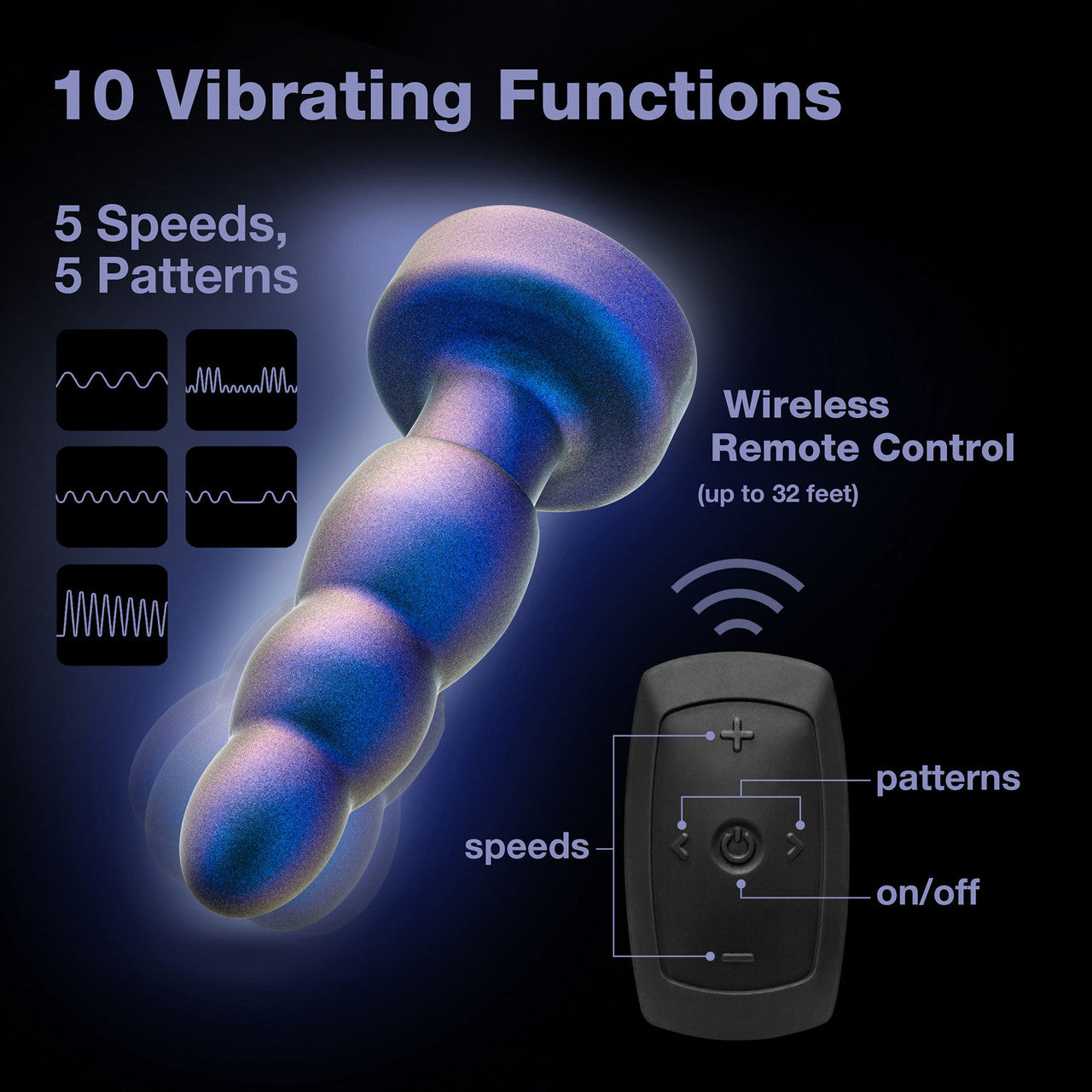 Anal Adventures Matrix Kinetic Silicone Vibrating, Gyrating & Rotating Butt Plug With Remote By Blush - Space Age Blue