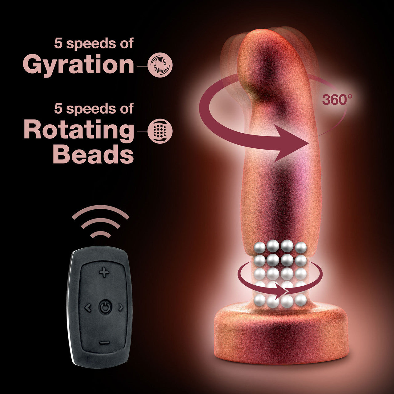 Anal Adventures Matrix Bionic Silicone Vibrating, Gyrating, Rotating Remote Butt Plug By Blush - Cosmic Copper