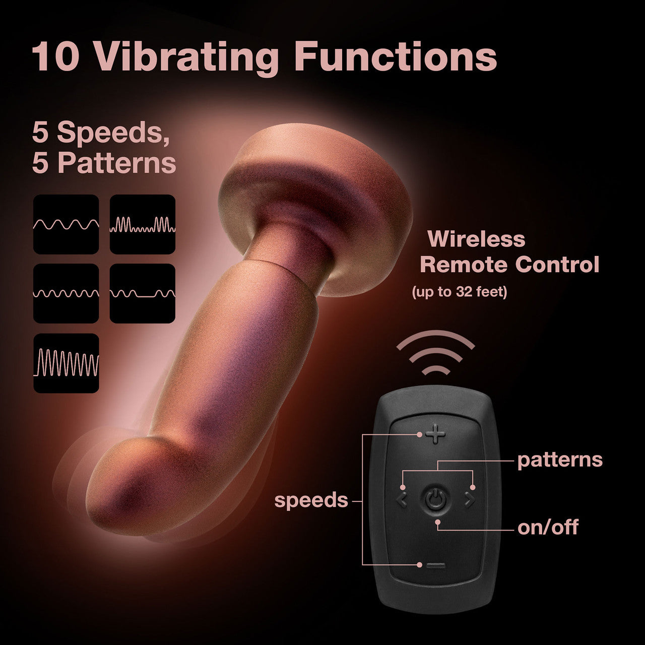 Anal Adventures Matrix Bionic Silicone Vibrating, Gyrating, Rotating Remote Butt Plug By Blush - Cosmic Copper