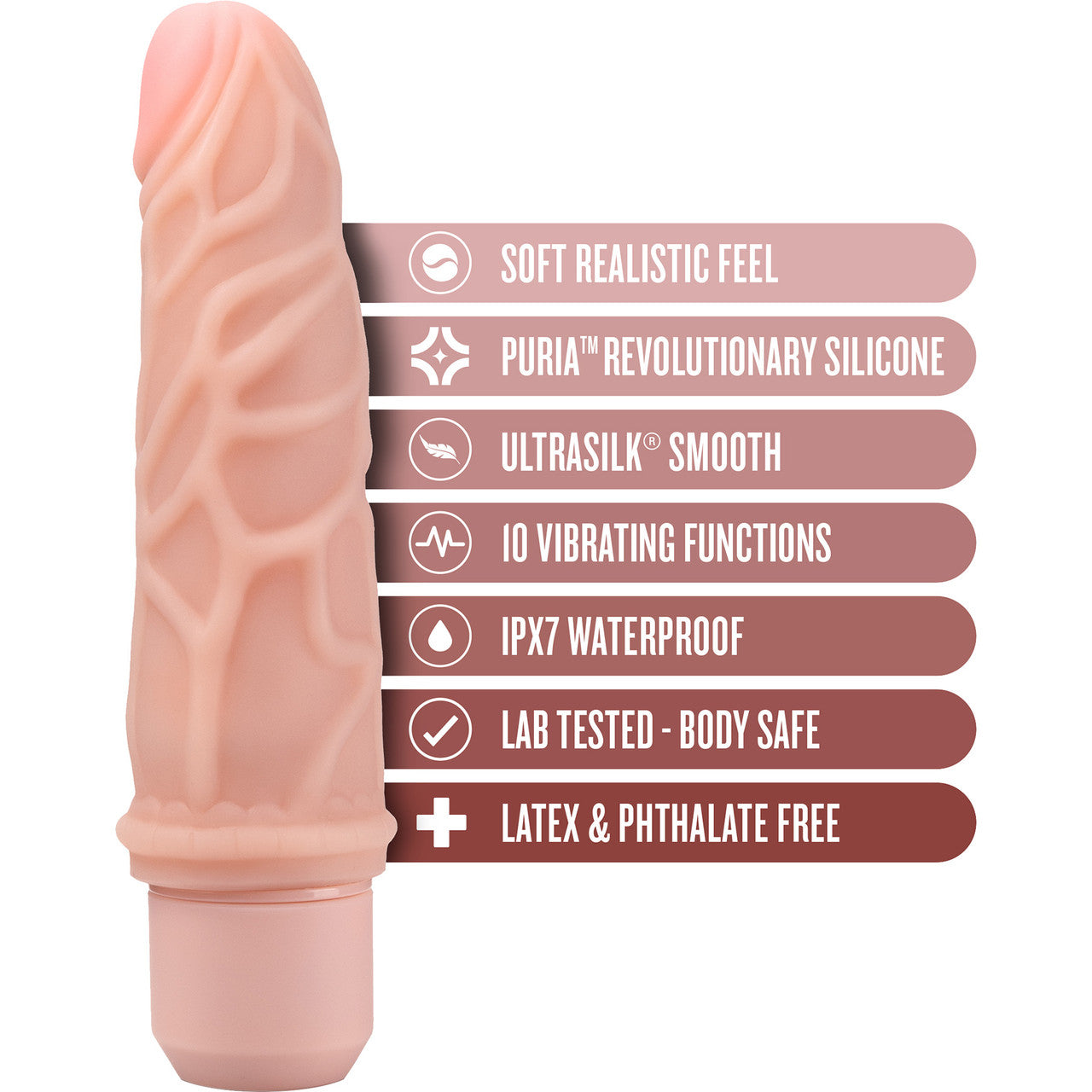 Dr. Skin Silicone Dr. Robert Waterproof Vibrating 7" Dildo By Blush - Vanilla