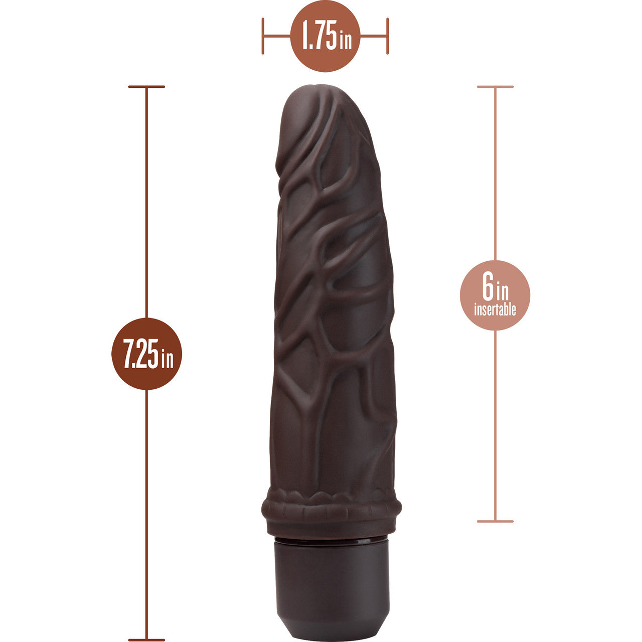 Dr. Skin Silicone Dr. Robert Waterproof Vibrating 7" Dildo By Blush - Chocolate