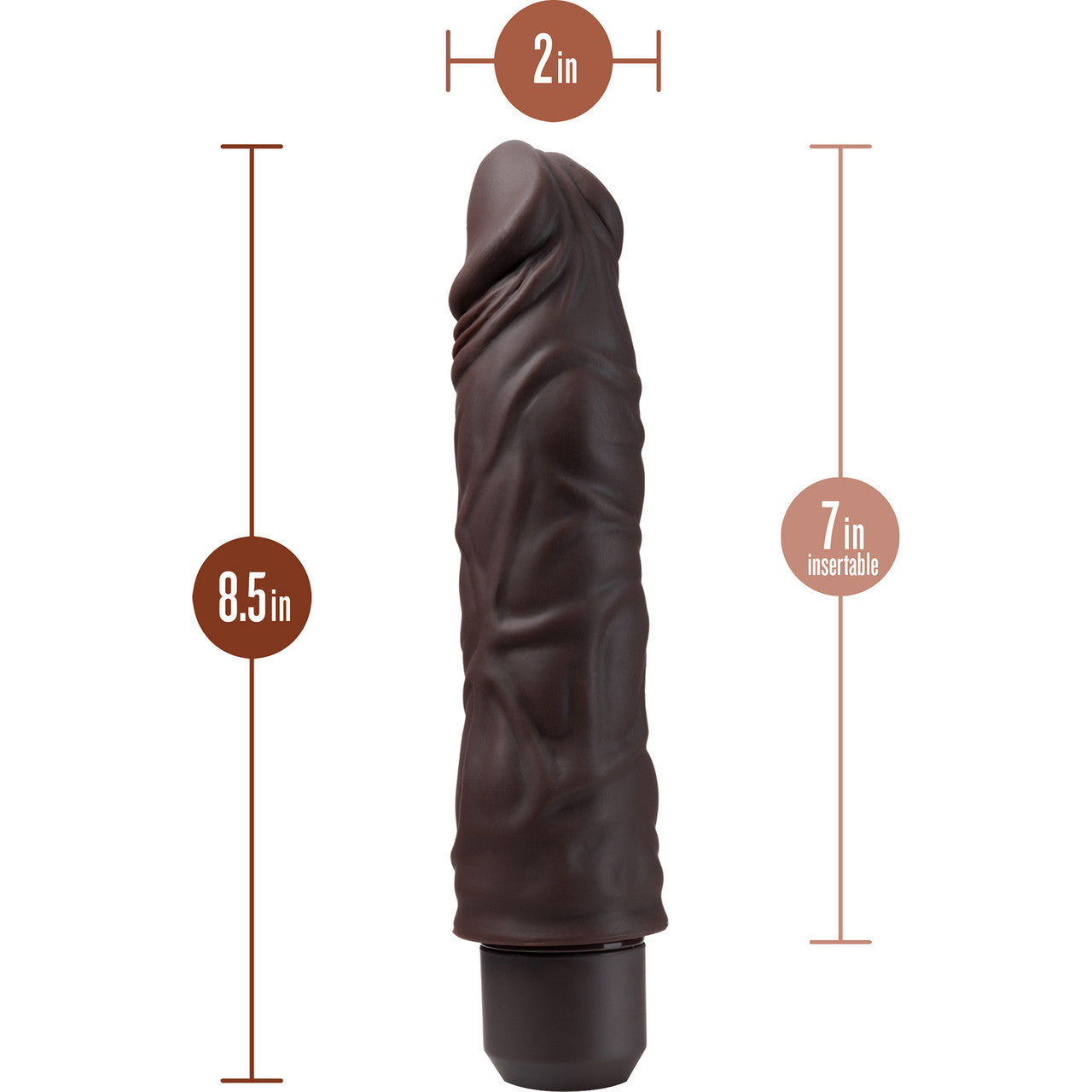 Dr. Skin Silicone Dr. David Waterproof Vibrating 8" Dildo By Blush - Chocolate