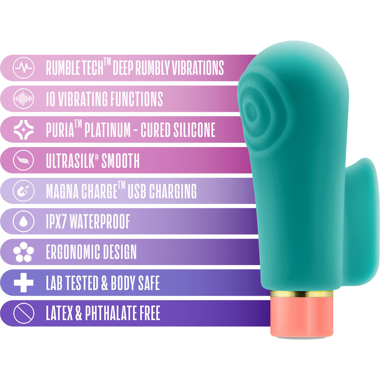 Aria Sensual AF Rechargeable Waterproof Silicone Clitoral Vibrator By Blush - Teal