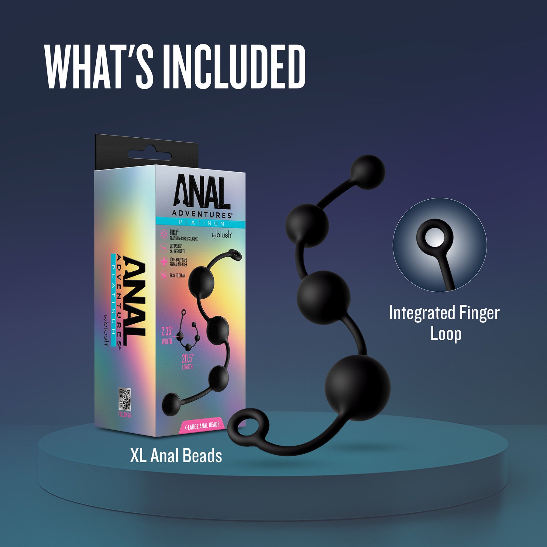 Anal Adventures Platinum Silicone X-Large Anal Beads By Blush