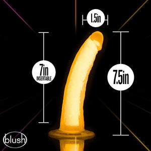 Neo Elite Lavo Glow In The Dark 7.5 Inch Dual Density Realistic Silicone Dildo by Blush - Neon Orange