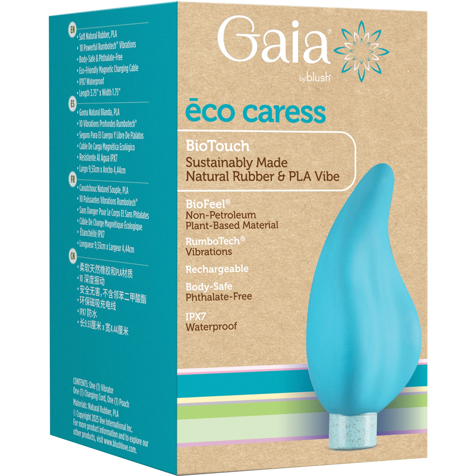 Gaia Eco Caress Rechargeable Waterproof Plant Based Clitoral Vibrator By Blush - Aqua