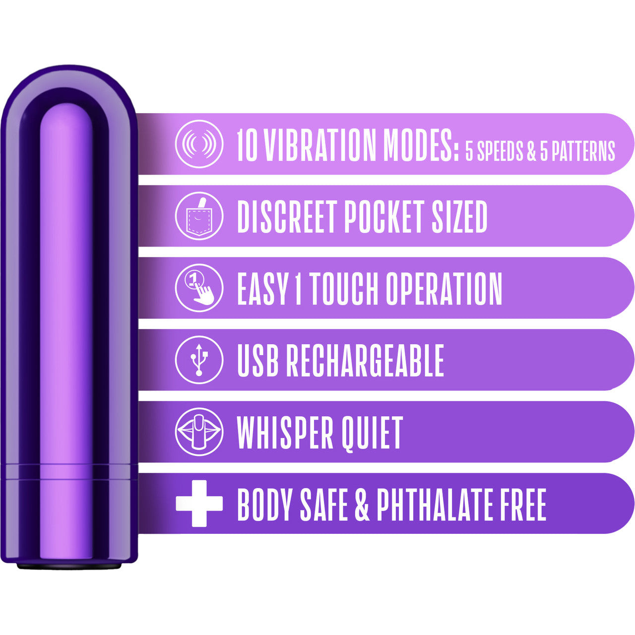 Kool Vibes Rechargeable Mini Bullet Vibrator By Blush - Grape