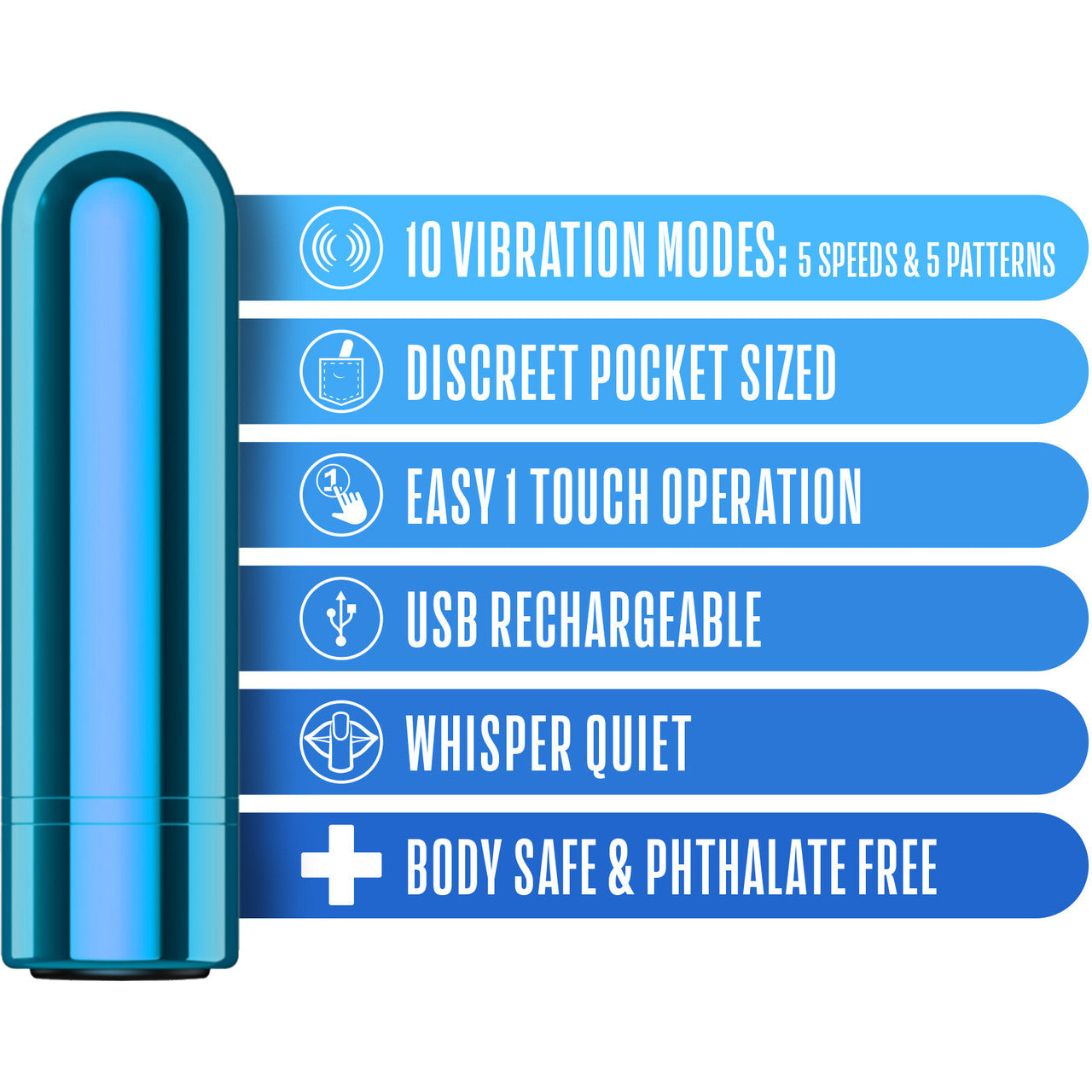 Kool Vibes Rechargeable Mini Bullet Vibrator By Blush - Blueberry