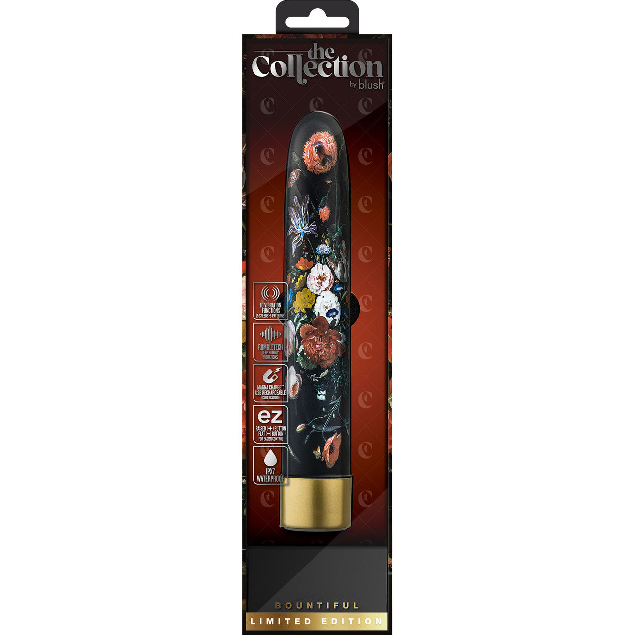 The Collection Bountiful Limited Edition Rechargeable Waterproof Slimline Vibrator By Blush - Flora