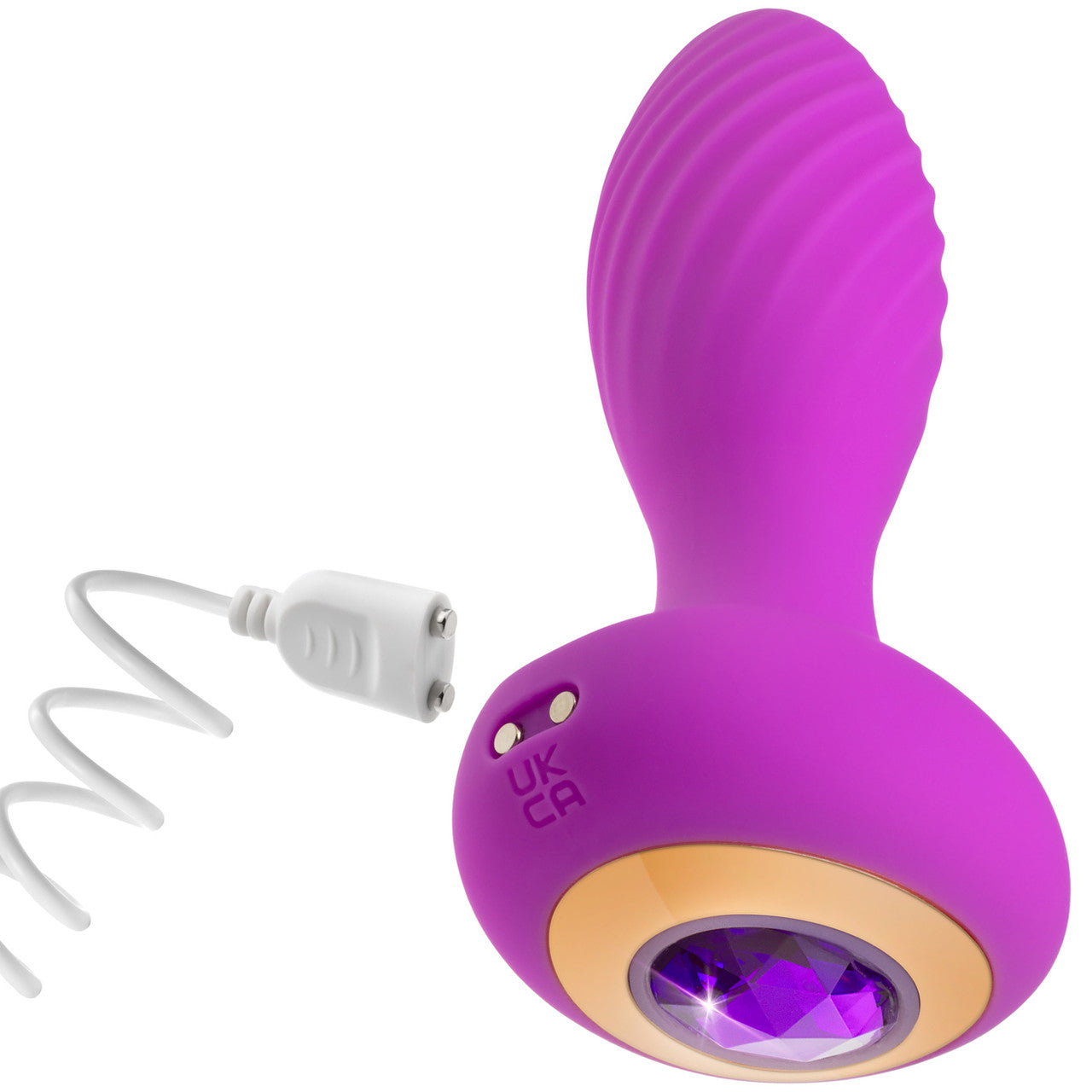Oh My Gem Charm Rechargeable Silicone Vibrating Butt Plug By Blush - Amethyst