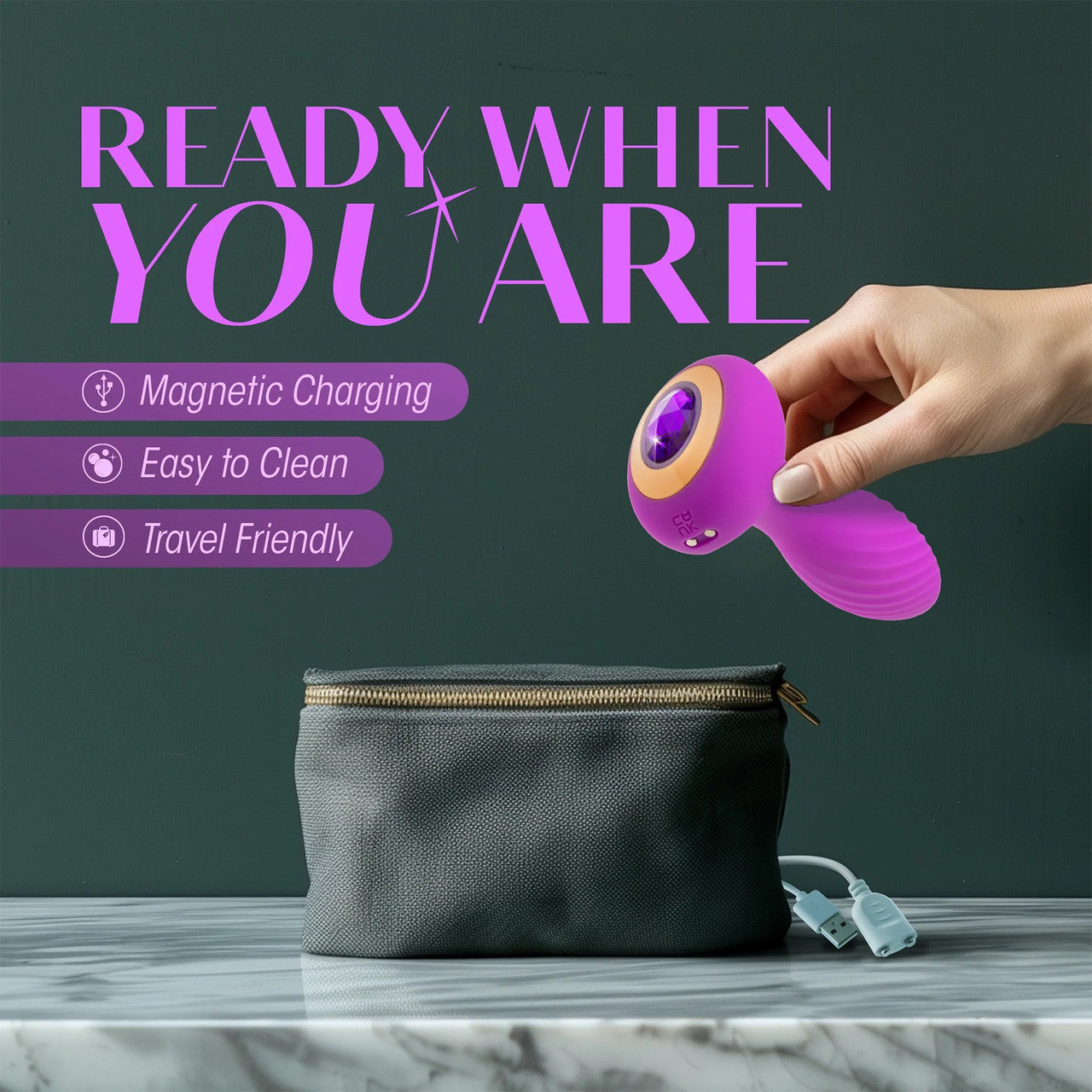Oh My Gem Charm Rechargeable Silicone Vibrating Butt Plug By Blush - Amethyst