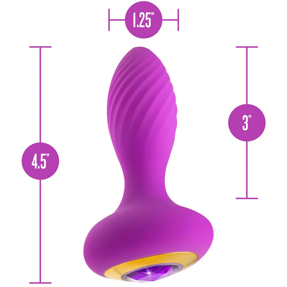 Oh My Gem Charm Rechargeable Silicone Vibrating Butt Plug By Blush - Amethyst