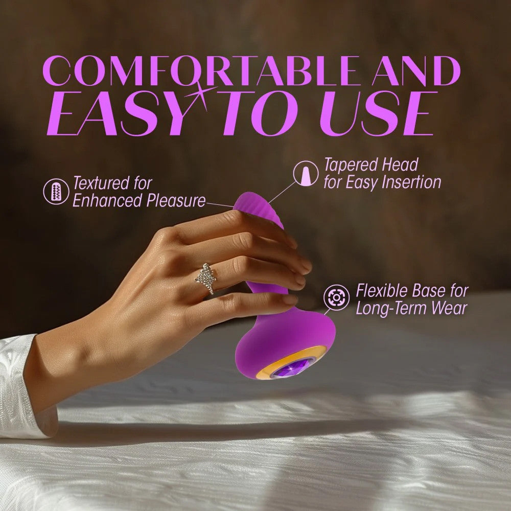 Oh My Gem Charm Rechargeable Silicone Vibrating Butt Plug By Blush - Amethyst