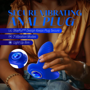 Oh My Gem Mystery Rechargeable Silicone Vibrating Butt Plug By Blush - Sapphire