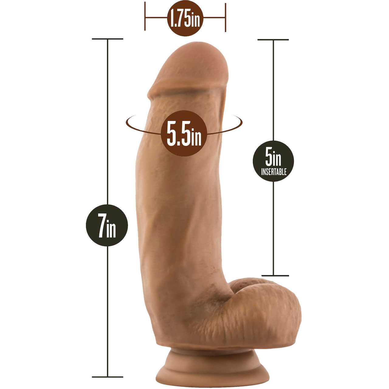 Dr. Skin Dr. Samuel 7" Realistic Posable Silicone Suction Cup Dildo By Blush - Caramel