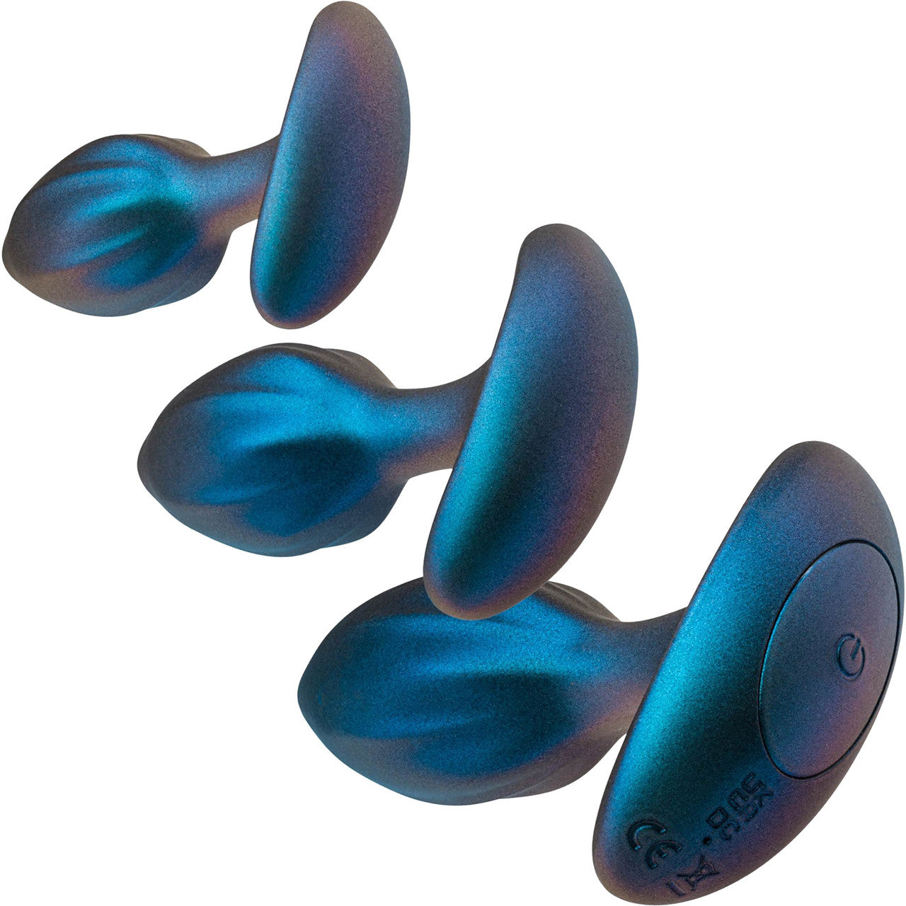 Anal Adventures Matrix Cosmos 3-Piece Anal Training Kit With Vibrating Butt Plug & Remote By Blush - Lunar Blue