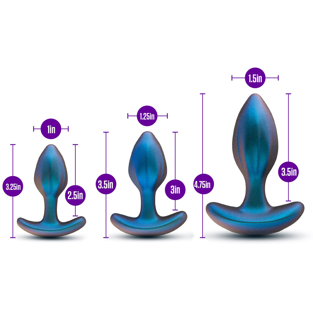 Anal Adventures Matrix Cosmos 3-Piece Anal Training Kit With Vibrating Butt Plug & Remote By Blush - Lunar Blue