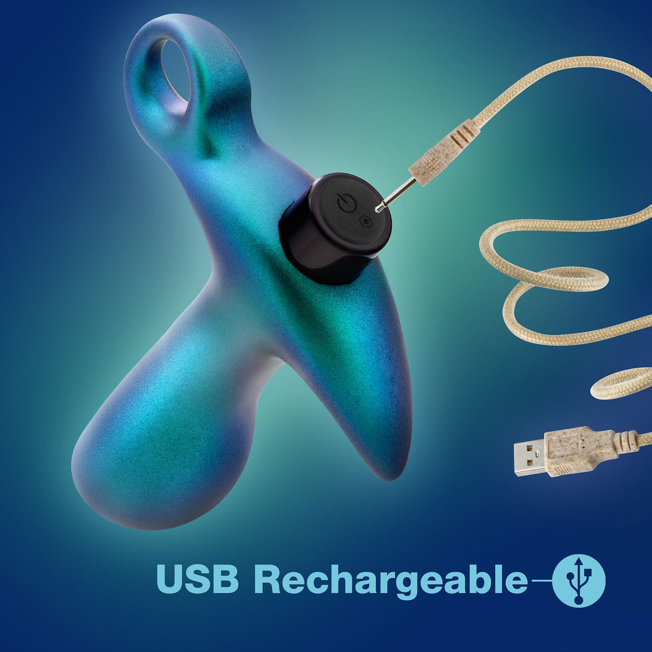 Anal Adventures Matrix Teleportation Silicone Rechargeable Vibrating Butt Plug By Blush - Lunar Blue