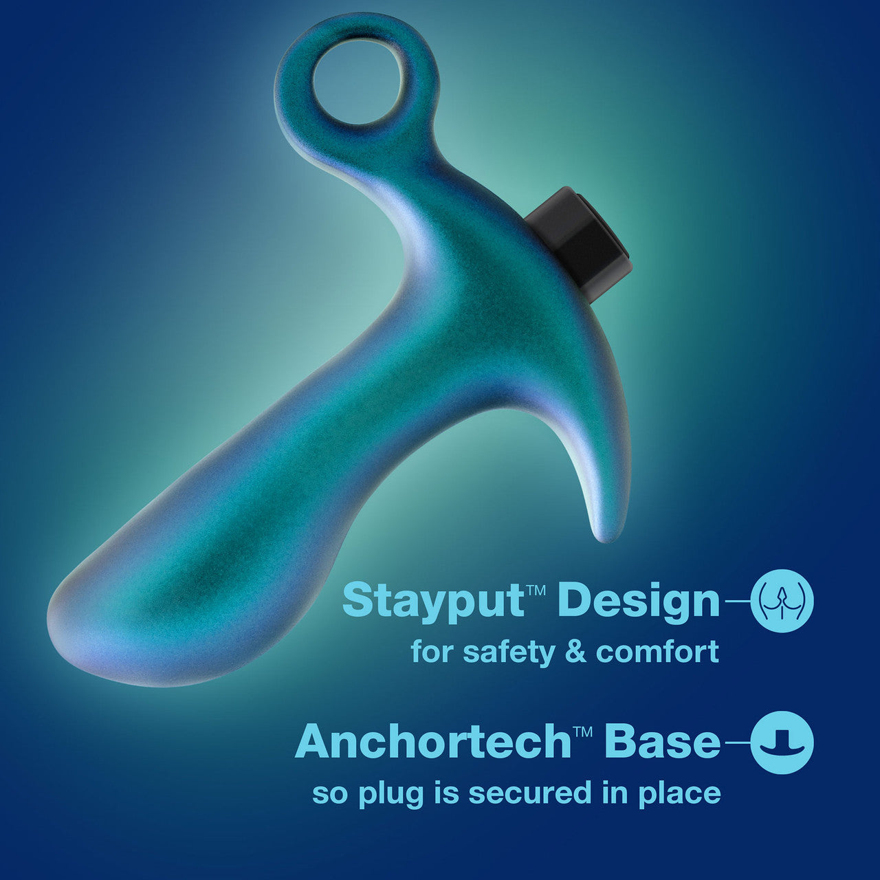 Anal Adventures Matrix Teleportation Silicone Rechargeable Vibrating Butt Plug By Blush - Lunar Blue