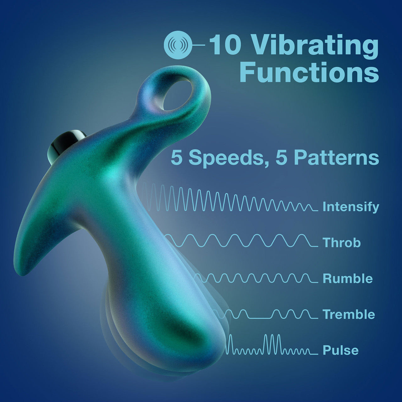 Anal Adventures Matrix Teleportation Silicone Rechargeable Vibrating Butt Plug By Blush - Lunar Blue