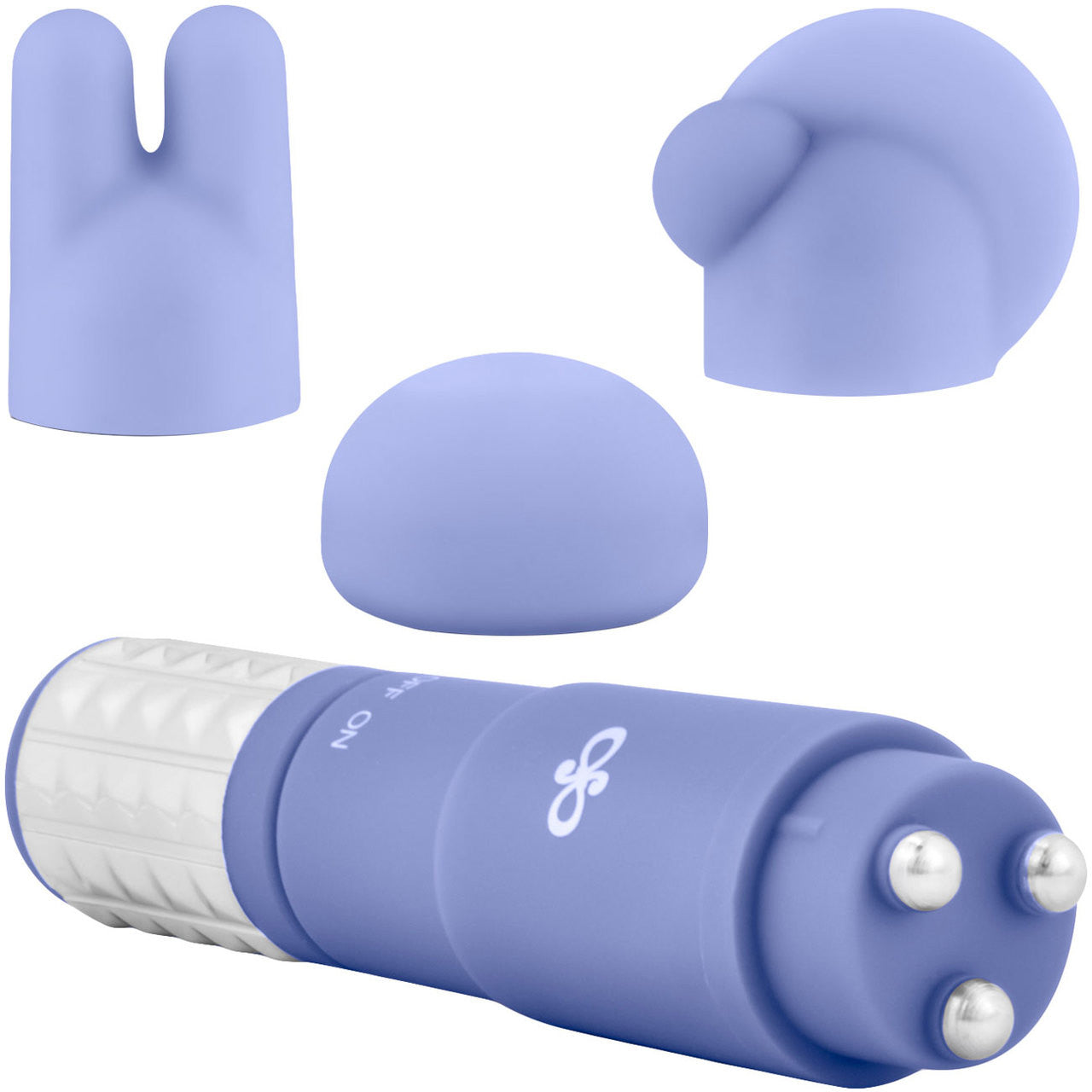 Rose Revitalize Vibrating Bullet Massage Kit With 3 Silicone Attachments By Blush - Periwinkle