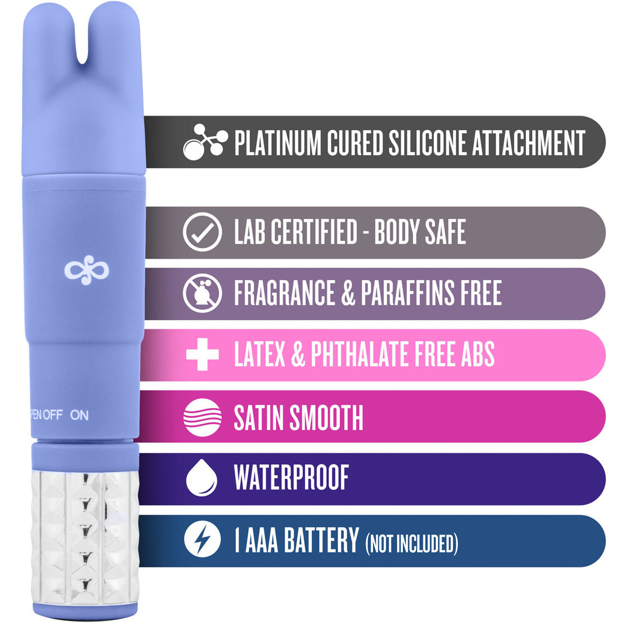 Rose Revitalize Vibrating Bullet Massage Kit With 3 Silicone Attachments By Blush - Periwinkle